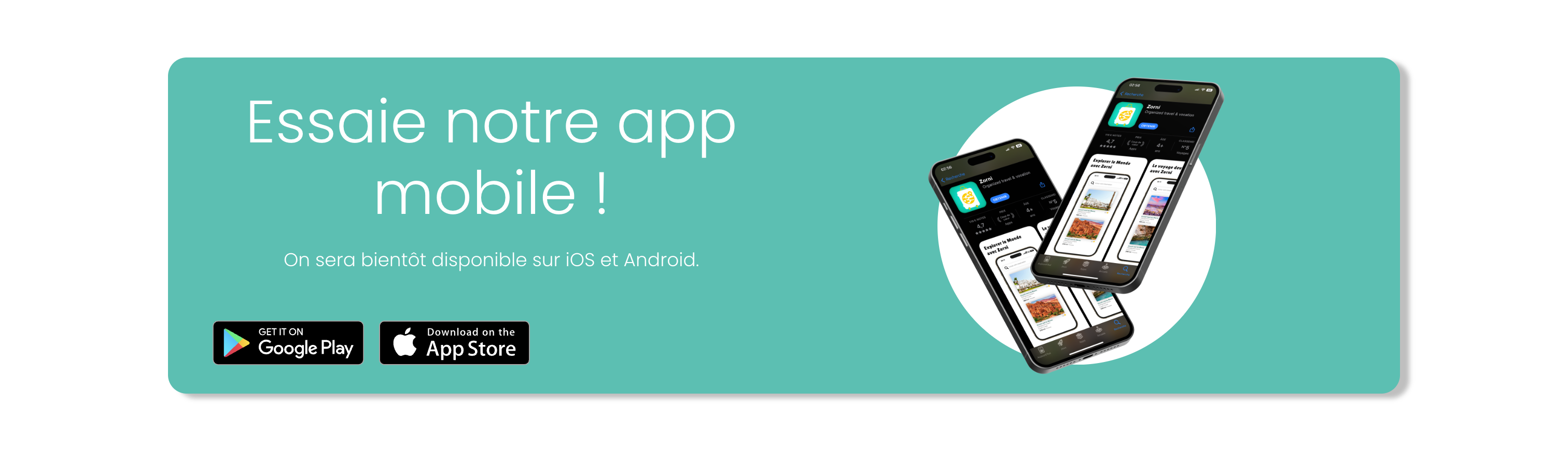 Aperçu de la section application mobile